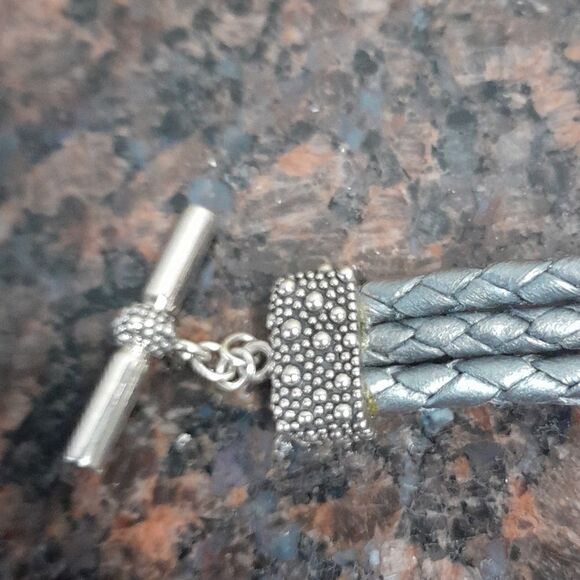 Michael Dawkins Y2K Sterling  "Starry Night" Leather Braided Bracelet. - Picture 2 of 6